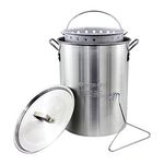 CHARD ASP30, Aluminum Stock Pot and Perforated Strainer Basket with Safety Hanger, 30 Quart