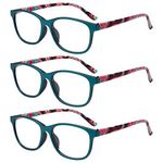 Reading Glasses 3 Pack, OWN4B Vintage Fashion Designer Floral Design Readers Eyeglasses Readingglasses for Women Men Unisex (3 Pack Green, 2.5)