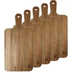 5 Pack Acacia Wood Cutting Board with Handle Wooden Chopping Boards Kitchen Cutting Board for Meat Bread Fruit Cheese Serving Board Charcuterie Boards Chopping Blocks,7.8x15.7in