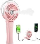 HandFan 4000mAh Handheld Misting Fan, 50ml Water Tank, Rechargeable Personal Mister Fan Portable AC, Spray Water Mist Fans, Foldable Cooling Ice Fans for Beach Travel Outdoors(Pink)