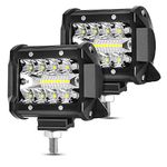 LED Pods, AAIWA 4 Inch 120W LED Light Bar, 2PCS 12000LM Spot Flood Combo Off Road Light Triple Row LED Work Light Driving Fog Lamps for Pickup Truck Jeep ATV UTV SUV Boat Light
