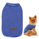 SMALLLEE_LUCKY_STORE Basic Pet Knitted Cotton Striped Tee Shirt for Small Dogs Cats Boy Girl Puppy Sleeveless T Shirt Vest Soft Chihuahua Summer Clothes,Blue,Medium