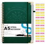 Koogel A5 Spiral Notebook, Dark Green Journal with Faux Leather Cover College Ruled Notebook 80 Sheets/160 Pages for Women Gift Office School