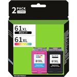 61XL Ink cartridges Remanufactured Replacement for hp 61 Ink cartridges(Black and Colour) for HP Envy 4500 5530 Deskjet 1000 1050 1512 1513 2540 2542 2549 3510 3050 3050A 4630 Printer, 2-Pack 1