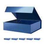 PACKHOME 6 Large Gift Boxes with Magnetic Lids 13x9.7x3.4 Inches, Sturdy Shirt Boxes, Gift Boxes for Clothes (Glossy Blue)