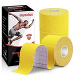 Kinesiology Tape Precut (3 Rolls), Pain Relief Adhesive for Muscles Shin Splints Ankle Neck Knee & Shoulder, Promotes Recovery & Providing Support, 2" x 19.7 Feet per Roll,72 Precut Strips (Yellow)