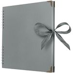 Bstorify Square Scrapbook Photo Albums 80 Pages (28 x 28 Cm) Grey Thick Paper, Hardcover, Ribbon Closure - Ideal for Your Scrapbooking Albums, Art & Craft Projects (Grey, 28 x 28 Cm)