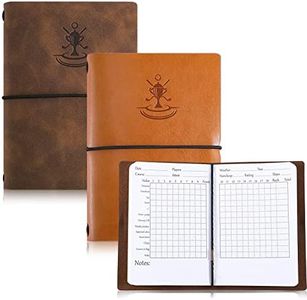 Chinco Golf Scorecard Book Golf Yardage Book Back Pocket Leather Golf Journal Notebook for Sports and Outdoor Golf Club Accessories (Yellow, Brown, 2 Pieces)