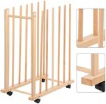 Large Art Drying Rack with Four Caster Wheels and Handle - Solid Wooden Canvas Storage Stand for Drawing Boards, Frames, Panels, Paintings, and Artworks Display