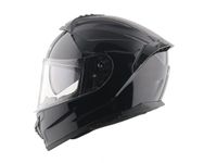 Vega Zap D/V ISI and DOT Certified Gloss Finish Full Face Helmet for Men with Dual Visors and Spoiler-Black-XL