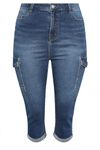 Yours Curve Denim Cropped Cargo Jeans - Women's - Plus Size Curve