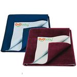 OYO BABY Waterproof Baby Bed Protector Dry Sheets for New Born Babies | Reusable Mats | Cot & Bassinet Gift Pack (Gift Pack 2, (70cm X 50cm), Dark Sea Blue + Maroon)