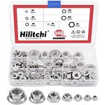 Hilitchi 140-Pcs M3 M4 M5 M6 M8 M10 M12 Hex Flange Nuts Assortment Kit - 304 Stainless Steel