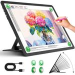 Zocelight Rechargeable A3 Light Board with Built-in Stand,Super Bright Magnetic Light Box for Tracing,Wireless Light Pad for Diamond Painting,Side Buttons,5000mAH Battery,LED Light Table for Drawing
