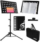 AODSK Sheet Music Stand,Full Metal,19x14inches Oversized Sheet Music,Desktop Book Stand with Portable Carrying Bag,Clip Holder,Sheet Music Folder,2 in 1 Music Book Stand