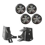 Rugged Ridge 11232.37 Textured Black Dual A-Pillar LED Kit with 3.5" Round Lights for 1997-2006 Wrangler TJ/LJ