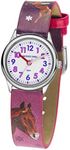Jacques Farel Children's Watch Horse Analog Quartz Metal Case Silver-Coloured Girls Pink / Pink / Purple Leatherette HCC 543