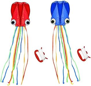 SINGARE Large Octopus Kite Long Tail Beautiful Easy Flyer Kites Beach Kites Good Toys for Kids and Adults(Red+Blue)