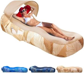 Mosoyolo Inflatable Lounger Air Sofa with Sun Shade Cover Waterproof Inflatable Couch Chair for Camping Beach Hiking Backyard, Easy to Set Up Inflatable Couch (Khaki)