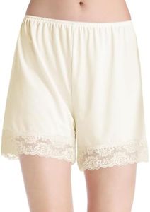 MANCYFIT Pettipants for Women Half Slip Culotte Shorts Split Skirt Lace Snip 4” Inseam Beige Large