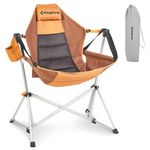 KingCamp Hammock Camping Chair Swinging Rocking Chair for Adults Lawn Beach Camp Outside Portable Folding Chair Hold Up to 264lbs with Adjustable Back Support Carrying Bag Cup Holder (Brown)