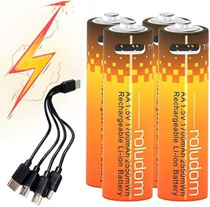 AA Rechargeable Batteries 1.5V / 2600mAh, USB-C AA Battery Lithium-ion Battery, 1.5h Fast-Charge,Not Need Extra Batteries Charger, The Battery can be Recycled 1200 Times-4 Pack