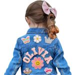 Custom Kids Denim Jacket with Name, Back to School Outfits for Girls, Personalized Patch Jean Jacket - Long Sleeve Jacket, Outerwear Jacket Gifts for 1-8 Year Old Girls Boys