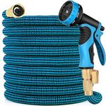 75 ft Expandable Garden Hose with 10 Function Spray Nozzle - New Patented Water Hose with 40 Layers of Innovative Nano Rubber - Lightweight, Durable, Flexible, 75ft Retractable Stretch Hose