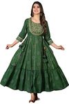 JG JAI GOVINDAM Dress for Saint Patricks Day Anarkali Indian Kurti for Women Pakistani Wedding/Party Wear Designer Style (Green-L)