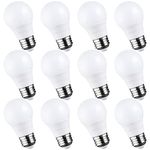 TORCHSTAR 12-Pack 5.5W A15 LED Light Bulbs, 40 Watt Equivalent, Dimmable, 3000K Warm White, E26 Medium Base, G45 Bulb Shape, for Ceiling Fan, Desk Lamp, Vanity Mirror