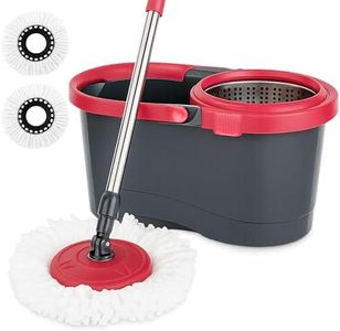 LIVINGbasics Spin Mop Bucket System, Detachable Spinning Basket & Easy Wring 360° Magic Mop, Swivel Wet and Dry Mop
