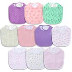 Hakochia Waterproof Baby Bibs Cotton Super Soft Absorbent 4-Layer Unisex Baby Bandana Bibs With Adjustable Snaps for Boys Girls Infants Newborn Feeding, Teething, Drooling,3-36 Months,10-Pack