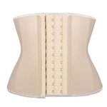 Atbuty Short Torso Waist Trainers Cincher Corset Underbust Body Shaper Latex Sport Girdle, Beige (9'' Short Torso, 9 Steel Bones), S