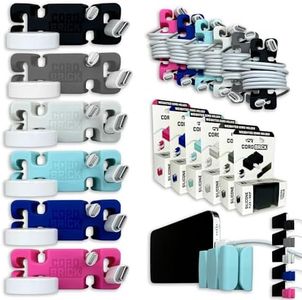CordBrick 6pk Weighted Cord Holder for Nightstand - Phone Charger Cable Management for Travel - Phone Accessory Stocking Stuffers for Adults - Multipurpose Gift for Home, Office, Assorted