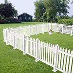 Patio Vinyl Picket Fence Panels 36" High x 92" Wide White PVC Decorative Fence for Front Yard Porch Patio Deck Pool Air Conditioner Fence Safety Dog Fence (19 Pickets, Straight)