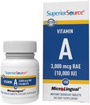 Superior Source Vitamin A 10,000 IU - Eye Care Supplement - Also Supports Immune, Skin & Bone Health - Non-GMO & Gluten-Free - 100 MicroLingual Tablets