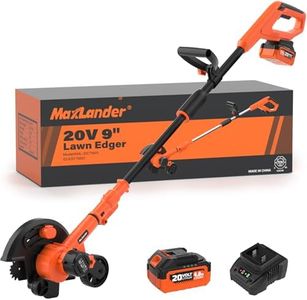 Maxlander Lawn Edger, 9'' Edger Cordless Lawn Tool with 3-Position Blade Depth for Landscaping, Electric Battery-Powered Edger for Driveways, Sidewalk (4.0Ah Battery, Quick Charger & Cover Included)