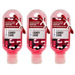 Palm Safe Candy Cane 3 Pack 60ml Anti Bacterial Premium Hand Sanitiser Travel Size Refillable Clip Bottle Quick Drying Non Sticky Extra Moisturising Kills 99.9% of Viruses and Bacteria