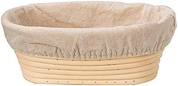 Rattan Bread Proofing Basket Natural Oval Rattan Wicker with Liner Cloth Dough Fermentation Sourdough Banneton Bread Basket for Home and Professional Bakers (Oval, 5XL)