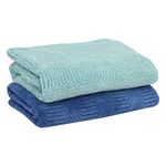 UrbanLeaf Microfiber Large Bath Towel | Quick Dry Super Absorbent - Bath Towel For Men And Women | Blue & Light Green | Towel For Bath, Travel, Gym, Beach, Pool, And Yoga (70 X 140 Cms), 250 TC