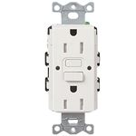 Lutron SCR-15-GFST-SW Claro Satin Colors 15-Amp Self-Testing Receptacle, Snow