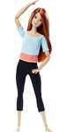 Barbie Made To Move Doll, Ultra-Posable, 22 Points To Bend, Black Leggings, Light Blue Top, DPP74