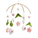 Baby Mobile for Crib Boy Girl Nursery Crib, Soft Hanging Plush Animals Bed Bell Spring Summer Boho Crib Mobile with Bees, Flowers