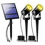 2W Solar Spotlights,T-SUNRISE IP65 Waterproof Outdoor Solar Lights Landscape Lighting Wall Light Auto On/Off with 2 Warm White Dual Spot Headlamp for Tree,Patio, Yard, Garden