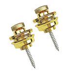 Guitar Strap Locks,Guitar Strap Buttons 2 Pack Metal Straplocks Anti-stripping Quick Release Bass Locks with Mounting Screws for Electric Acoustic Guitar Replacement (Gold)