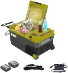 EXIT 20V Outdoor mini refrigerator EX100, battery powered electric cooler -4°F to 68°F, 12/24V DC 100~240 Volt AC for Outside Camping, Tailgating, Includes two Replaceable 4.0 Ah Batteries