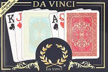 DA VINCI Persiano Italian 100-Percent Plastic Playing Cards (2-Deck Set Poker Size Jumbo Index with Hard Shell Case and 2 Cut Cards), Green/Red