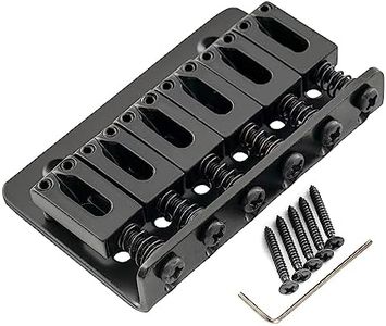 Musiclily 65mm Metal Fixed Hardtail Guitar Bridge Top Load for 6 String Fender Strat Tele Electric Guitar,Black
