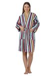 Rangoli Pinstripe 100% Cotton Bathrobe for Men & Women with Matching Slippers | 420 GSM Unisex Bath Robes with Pockets, Lightweight & Highly Absorbent Full Sleeves Bath Gown/Bath Robe | Off White, S