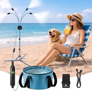 Homasky Misters for Outside Patio, Portable Standing Misting System with 30L Water Bag and Rechargeable Pump, Up to 6 Hours Runtime, Outdoor Cooling Mister for Backyard, Beach, Camping, Porch
